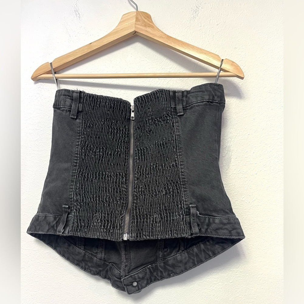 Zara Corset Style Denim Top
Black Charcoal Strapless Gorpcore Boho
Sz Large NWT - Picture 4 of 5